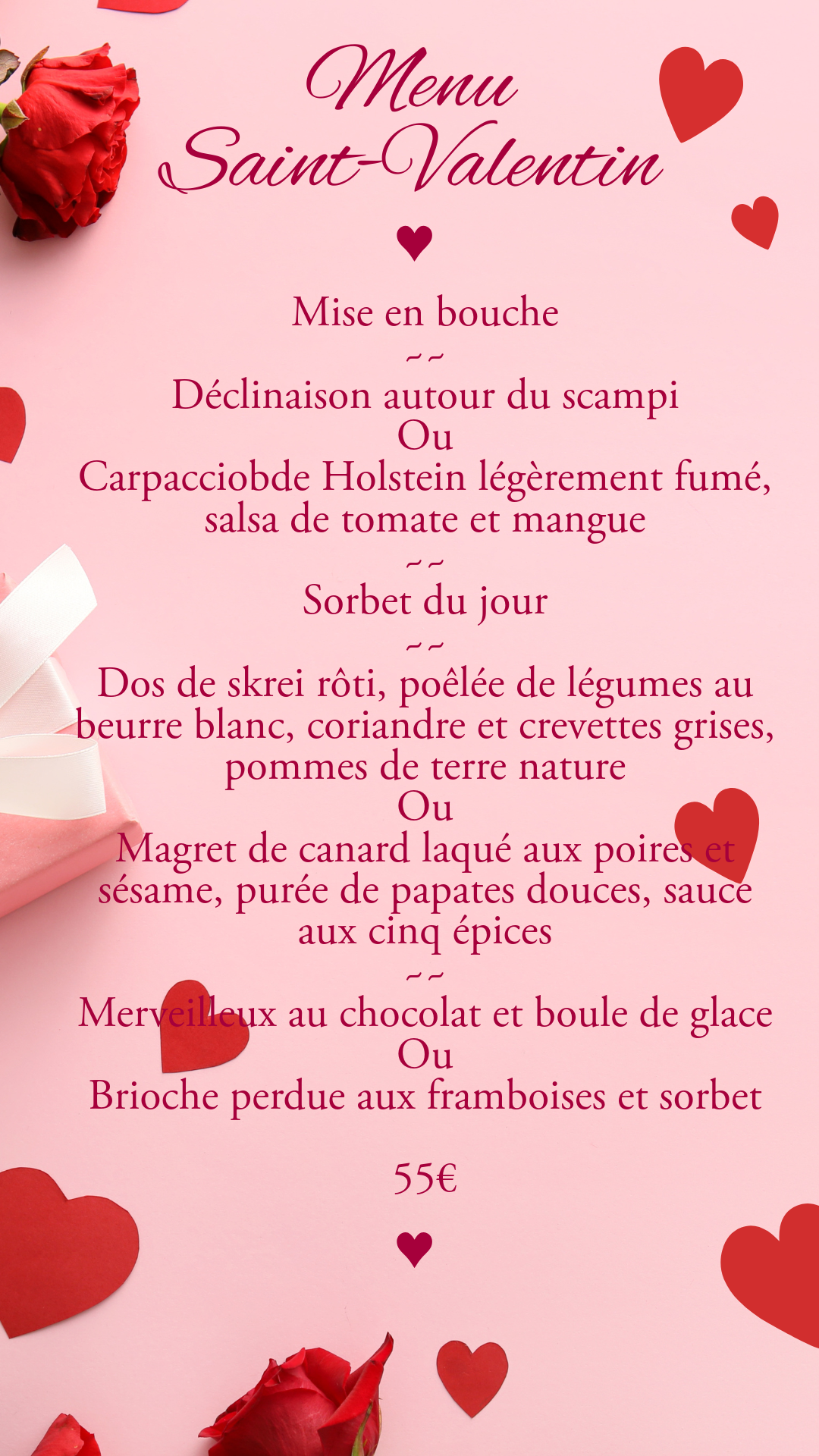 Menu Saint-Valentin